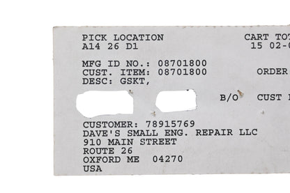 Ariens 08701800 Gasket NOS