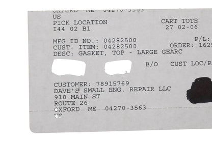 Ariens 04282500 Top Large Gearcase Gasket NOS