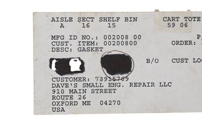 Ariens 00200800 Gasket NOS