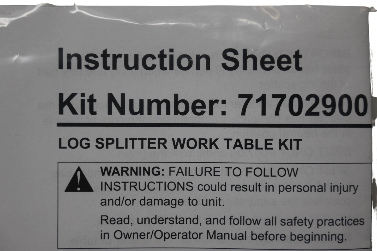 Ariens 71702900 Log Table Work Splitter Kit NOS