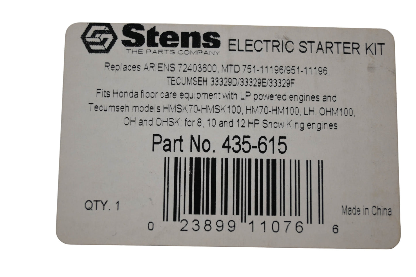 Stens 435-615 Electric Starter Kit NOS