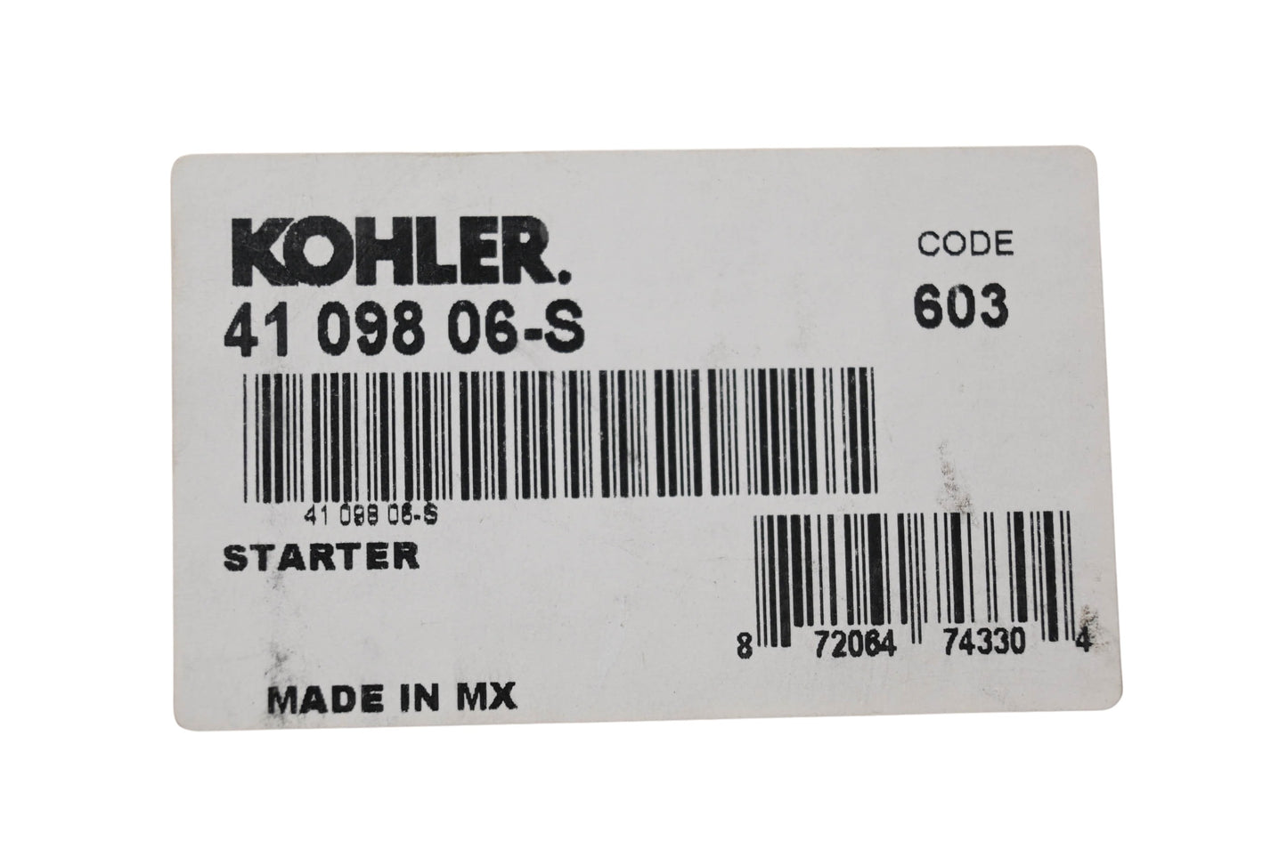 Kohler 41 098 06-S Starter NOS
