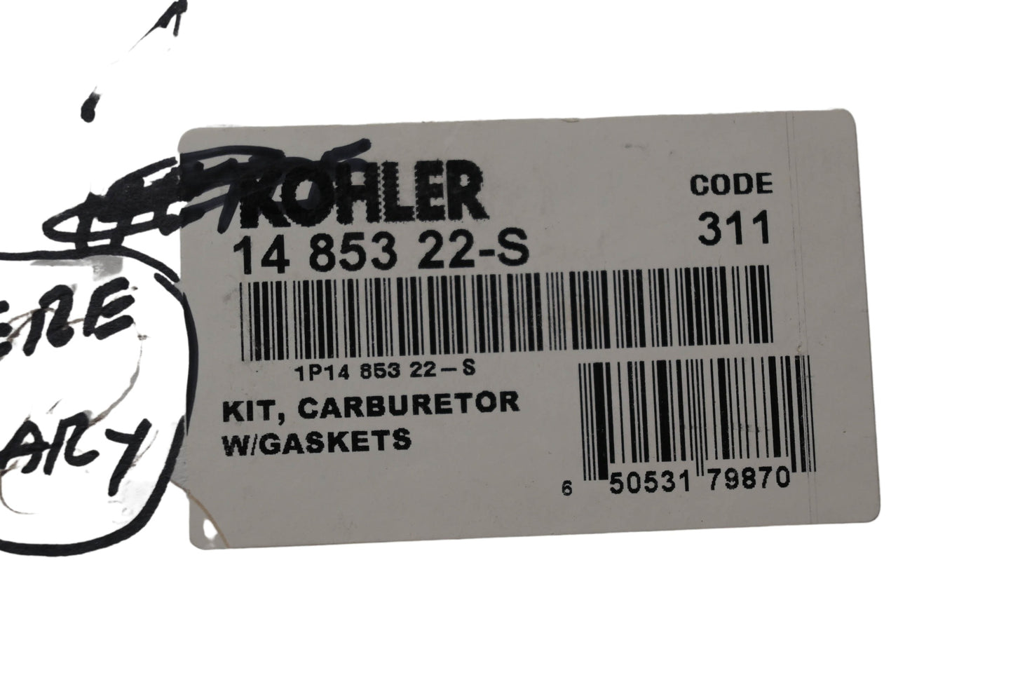 Kohler 14 853 22-S Carburetor Kit NOS