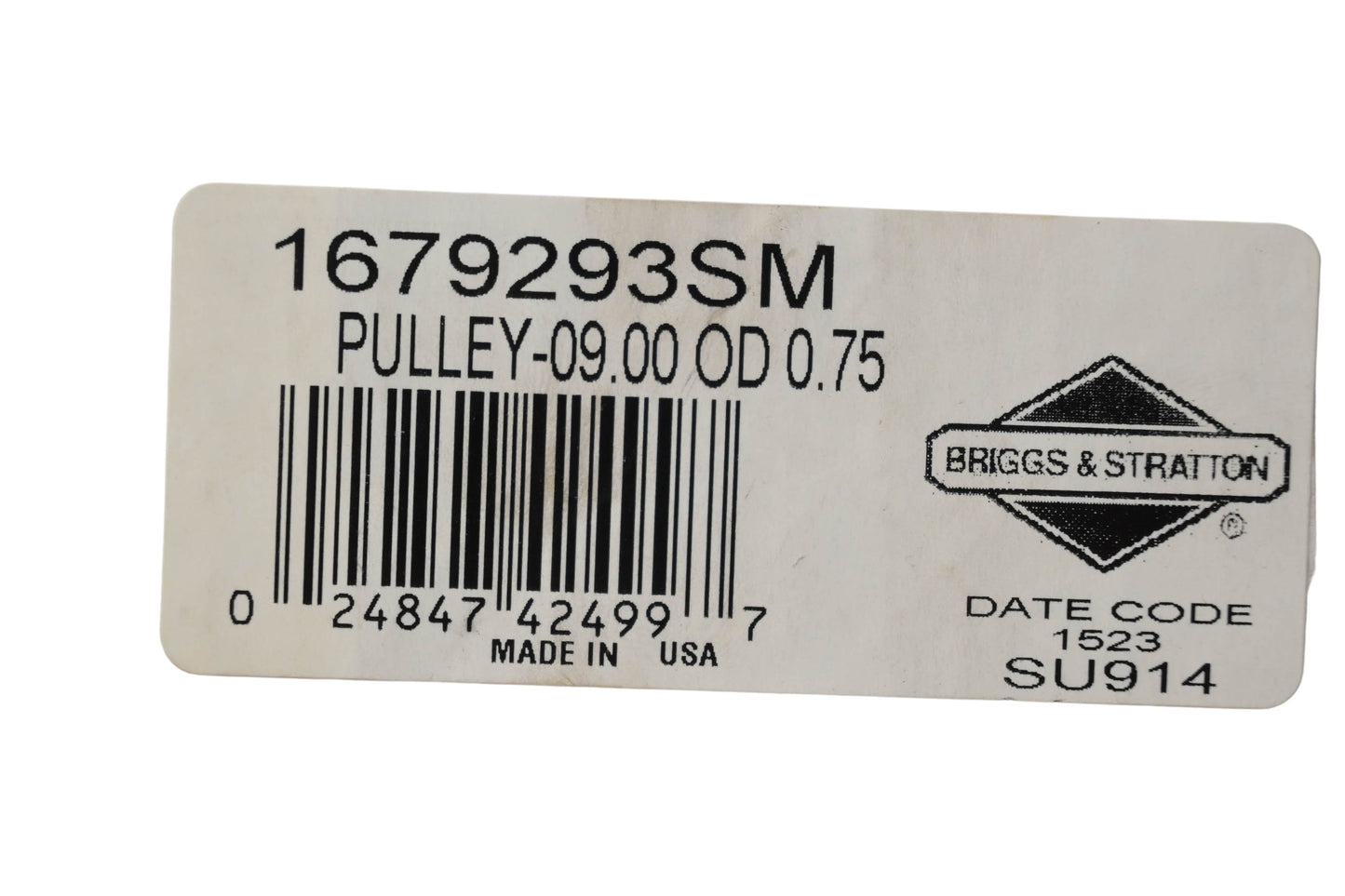 New OEM Briggs & Stratton 1679293SM Pulley 9" OD .75" ID NOS