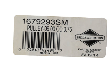 New OEM Briggs & Stratton 1679293SM Pulley 9" OD .75" ID NOS