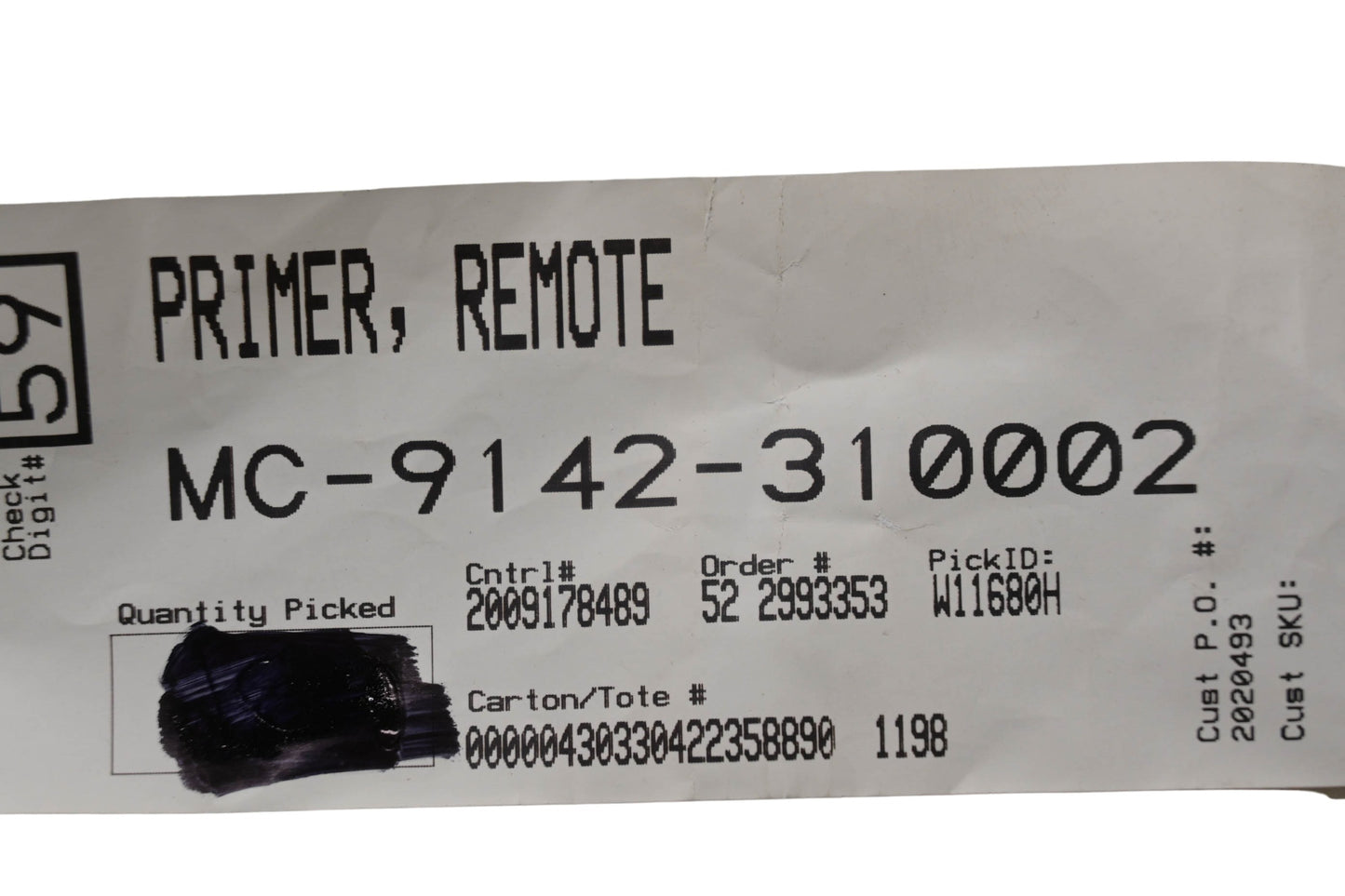 MTD MC-9142-310002 Remote Primer NOS