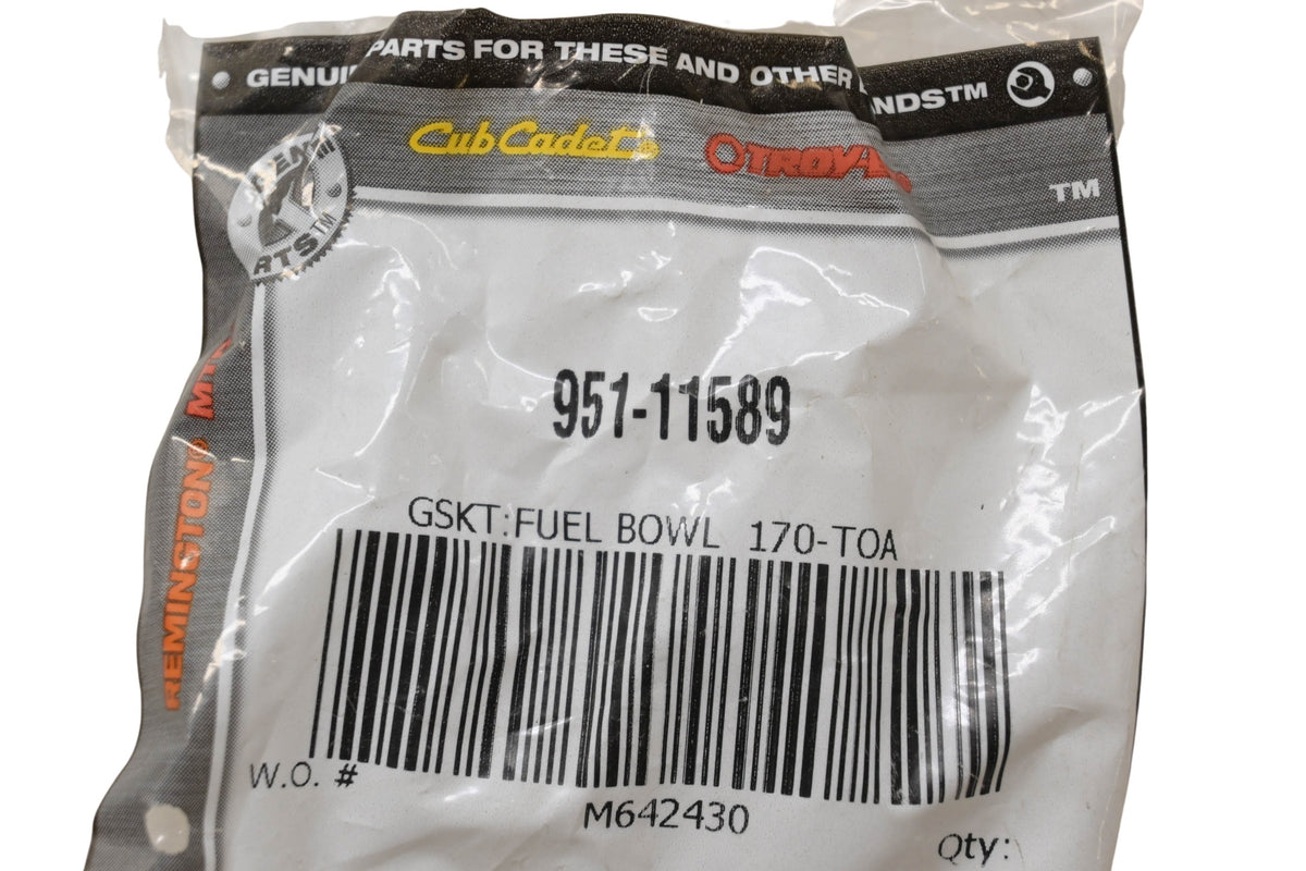 Cub Cadet 951-11589 Fuel Bowl Ring NOS