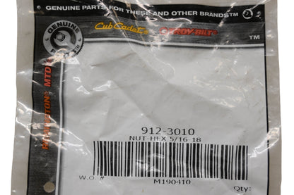 Cub Cadet 912-3010 Hex Nut 5/16-18 NOS