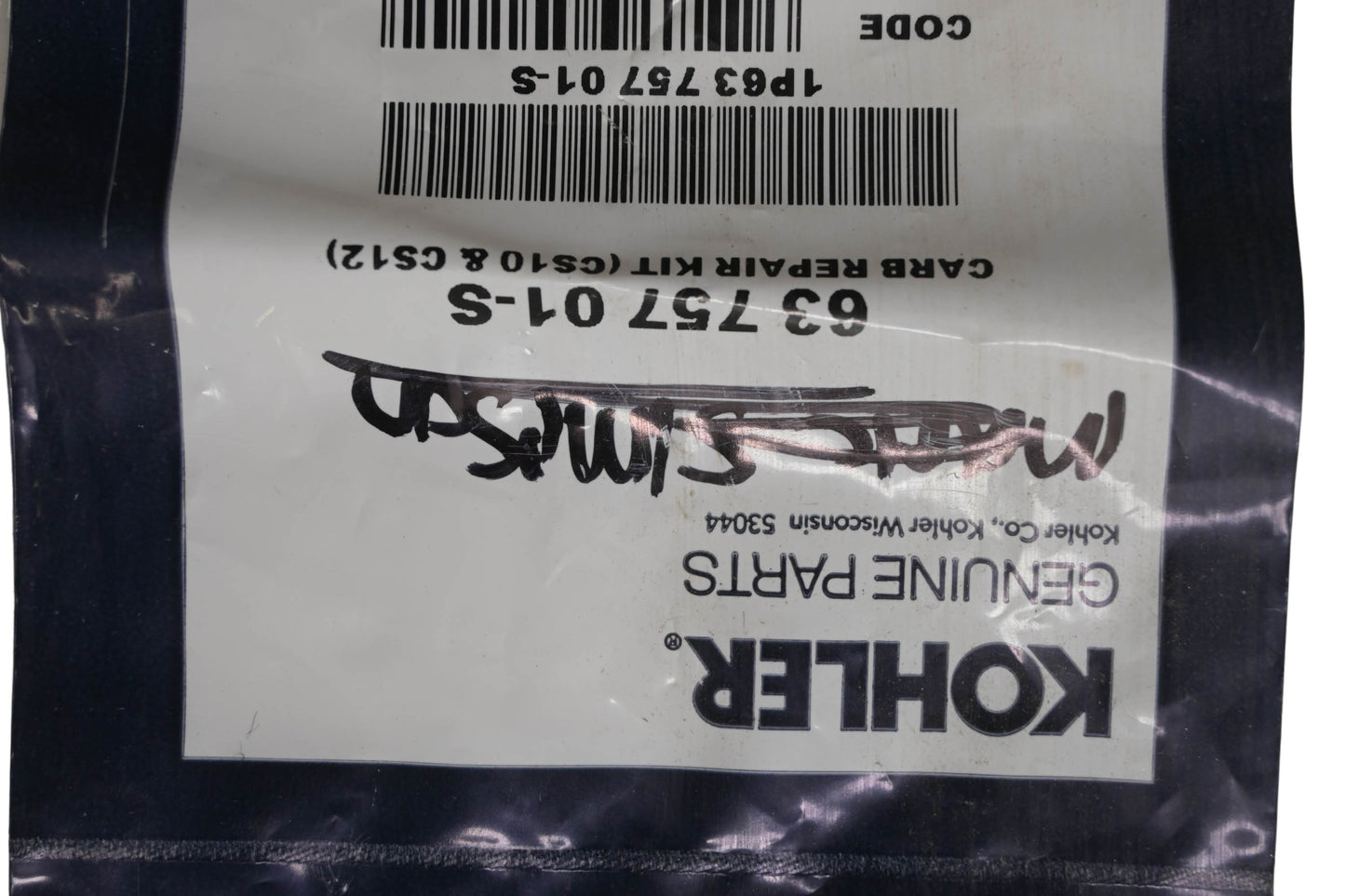 Kohler 63 757 01-S Carburetor Repair Kit NOS