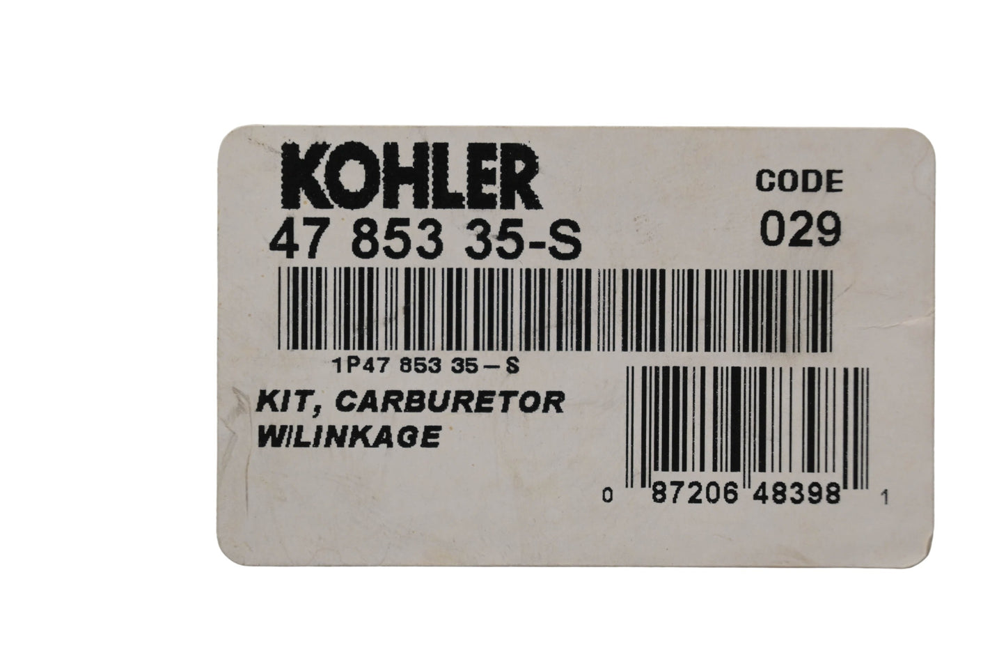 Kohler 47 853 35-S Carburetor Kit with Linkage NOS