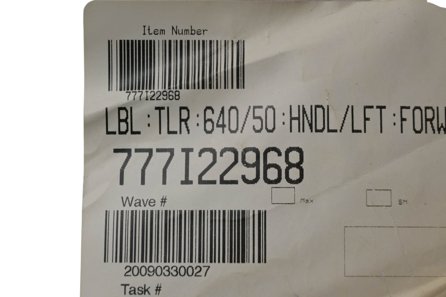MTD 777I22968 Tiller Label NOS