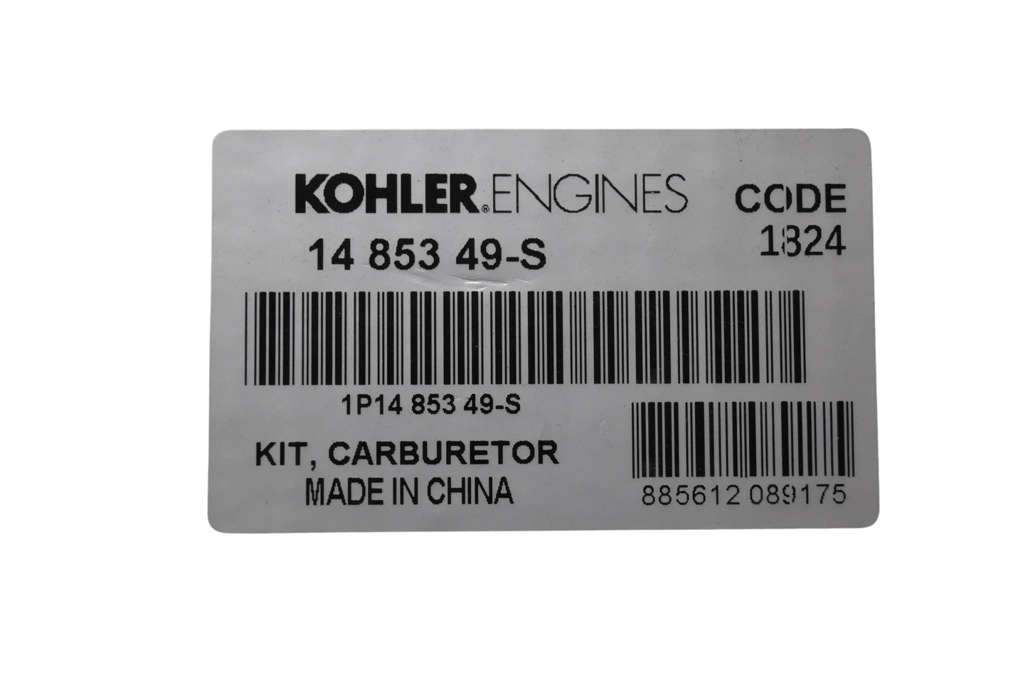 Kohler 14 853 49-S Carburetor Kit NOS