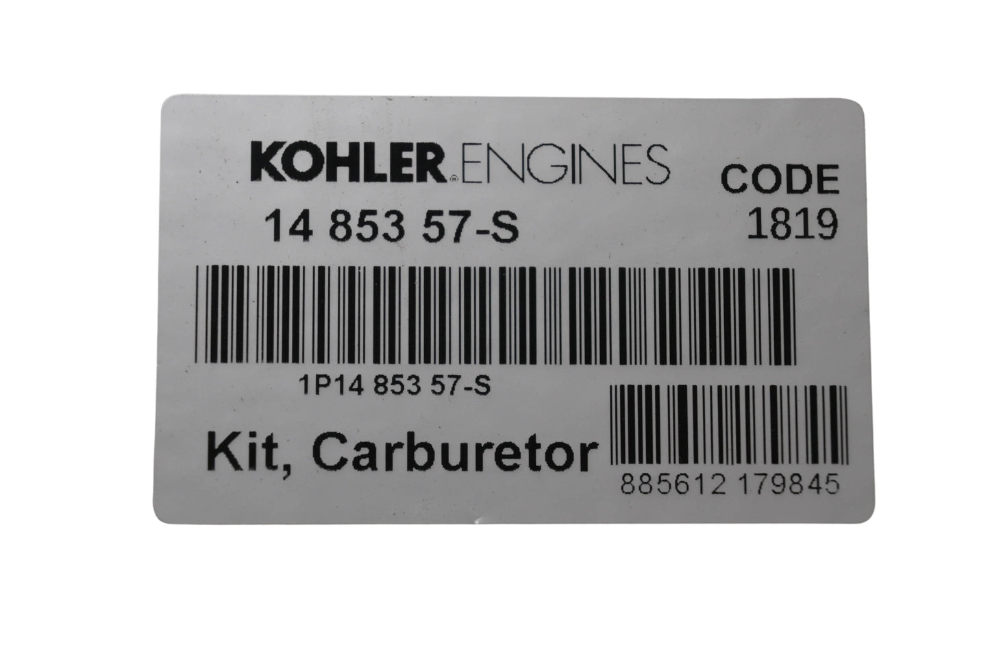 Kohler 14 853 57-S Carburetor Kit NOS