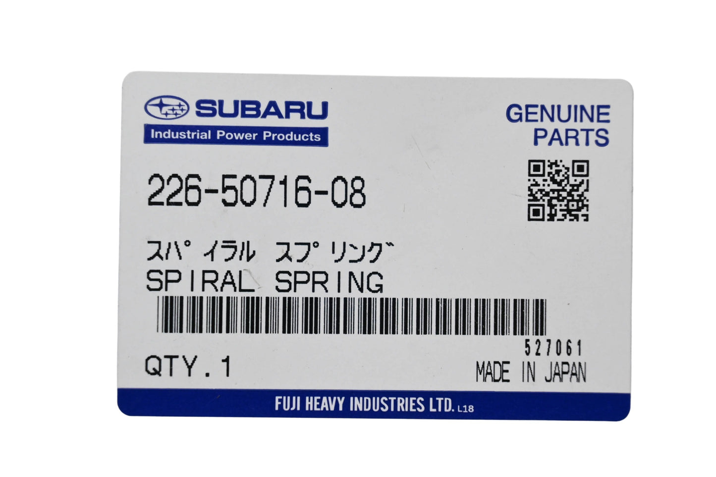 Subaru 226-50716-08 Spiral Spring NOS
