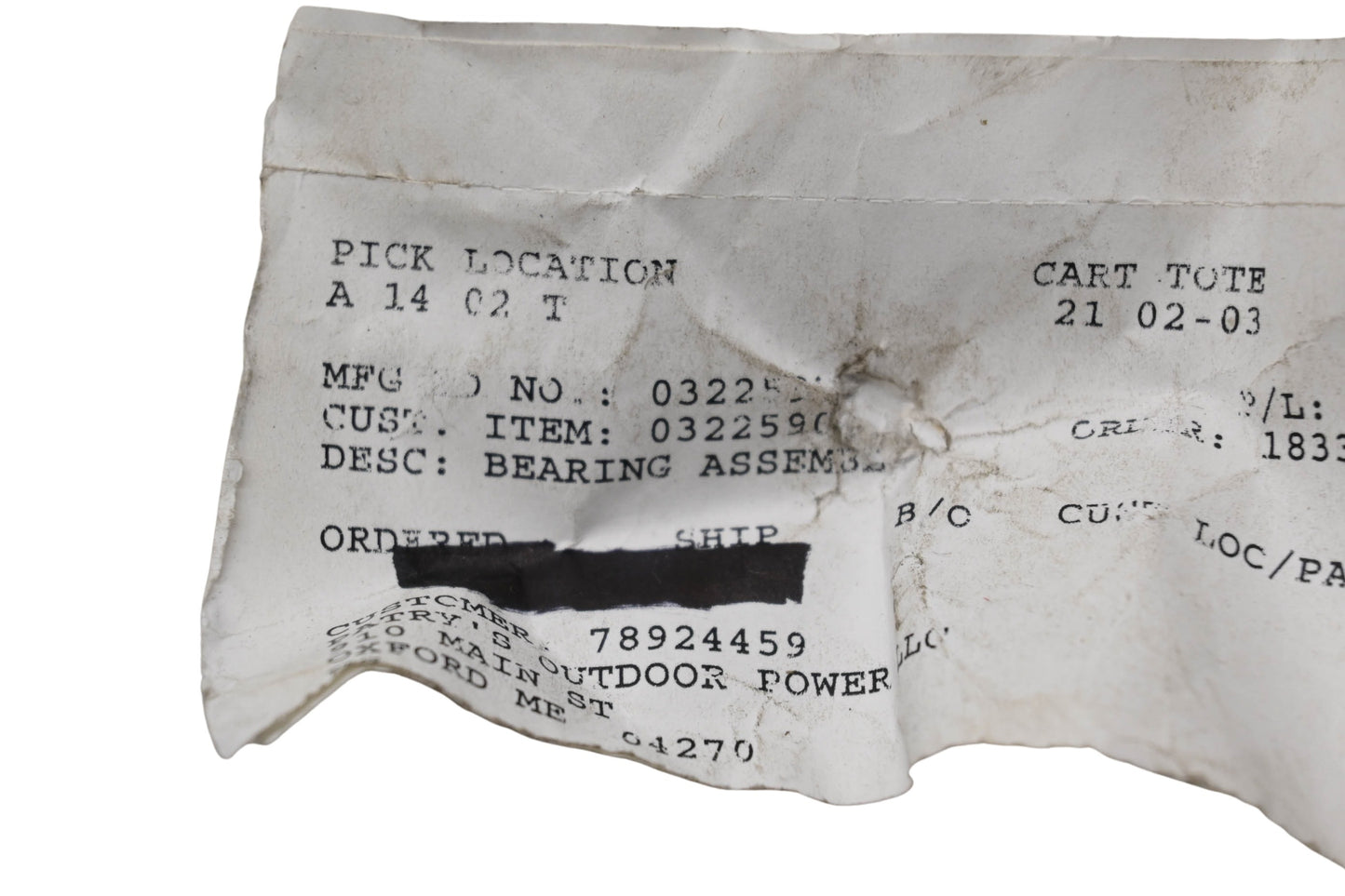 Ariens 03225900 Bearing Assembly NOS