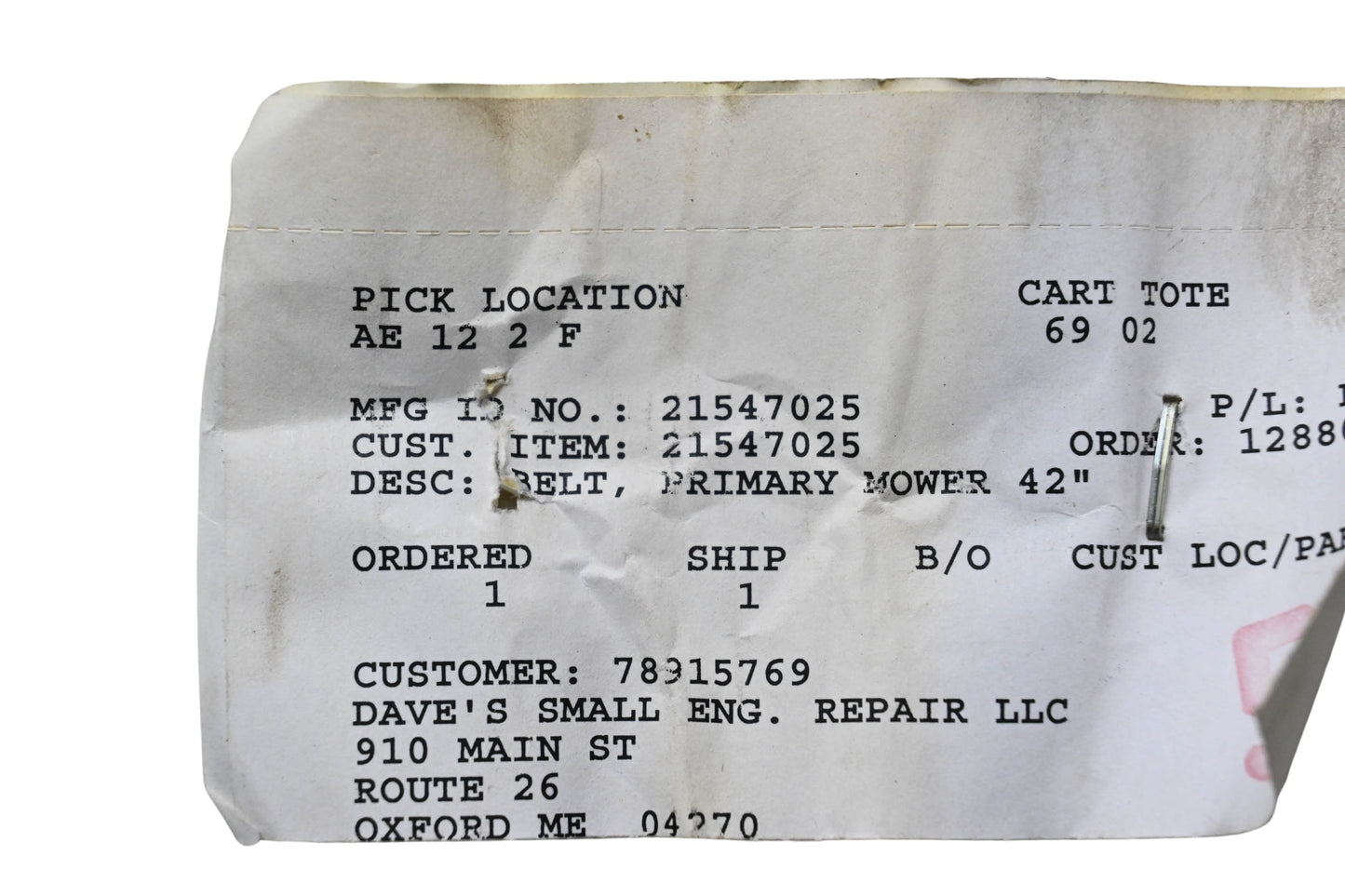 Ariens 21547025 Primary Mower Belt NOS
