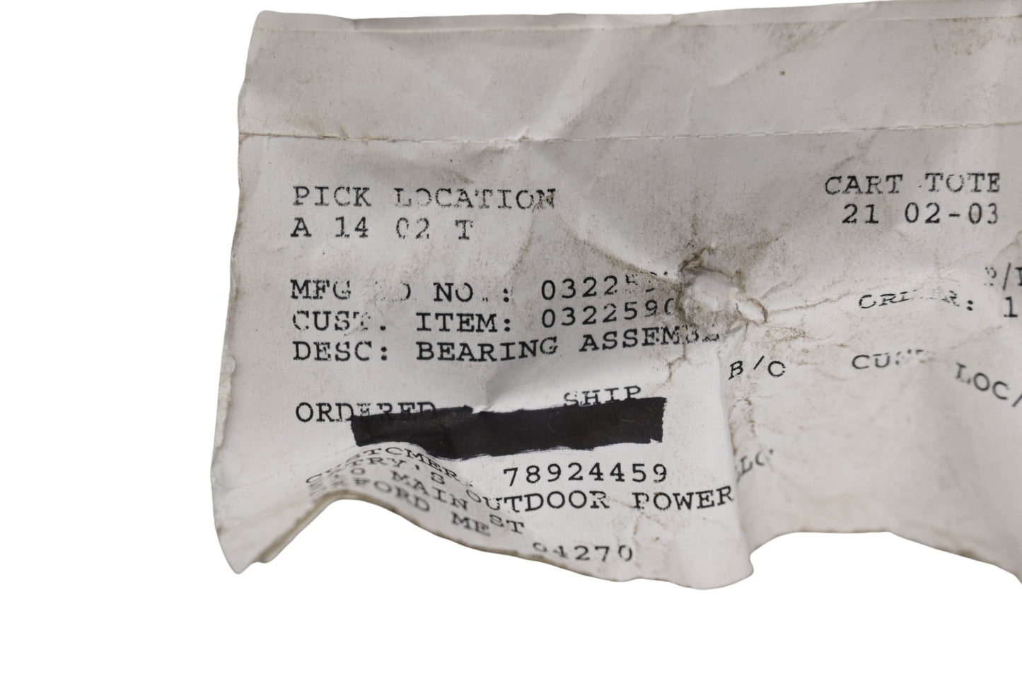 Ariens 03225900 Bearing Assembly NOS