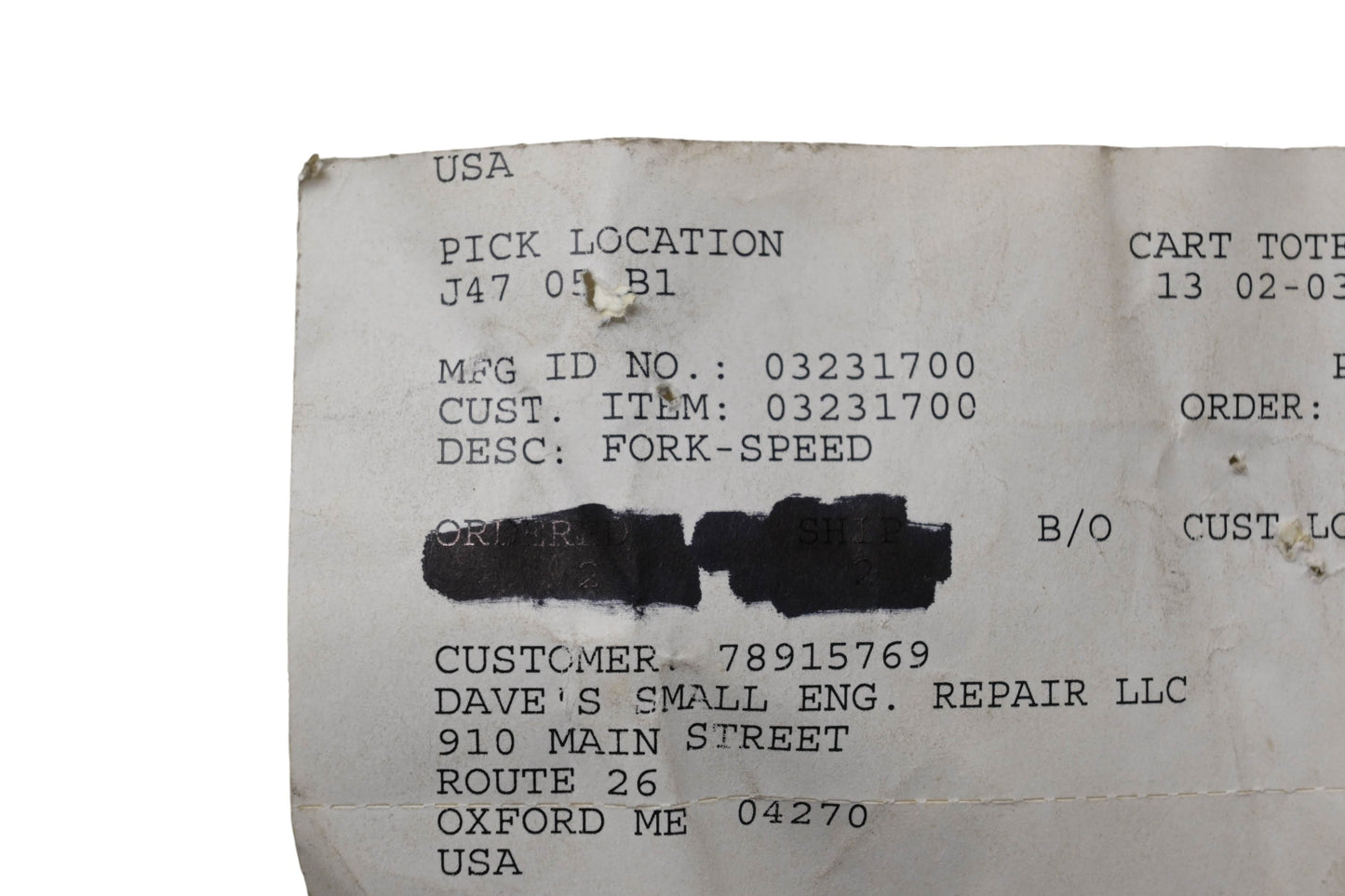 Ariens 03231700 Speed Fork NOS
