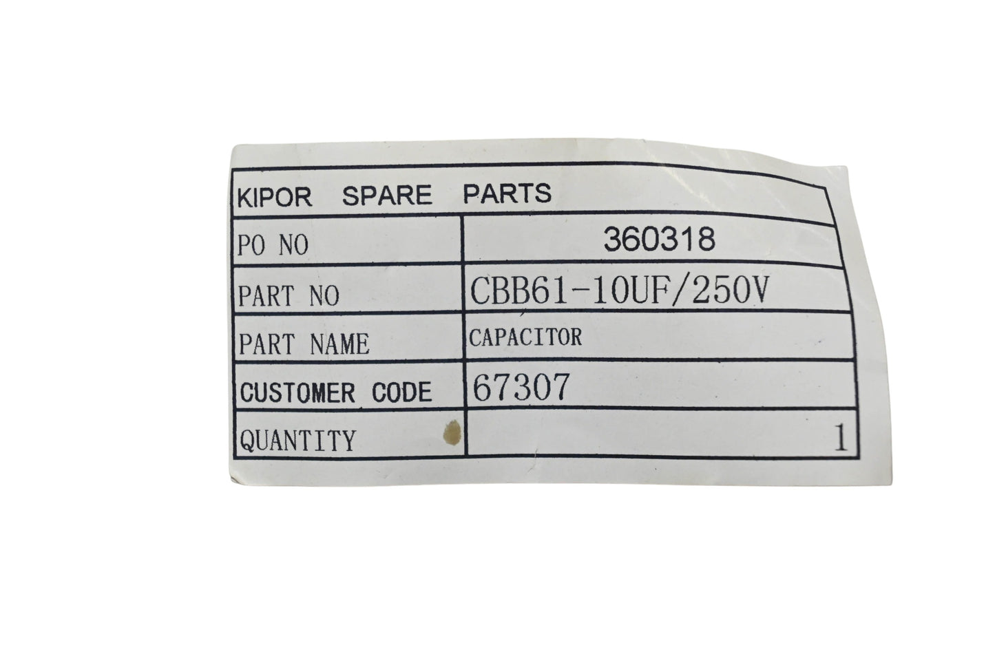 Kipor CBB61-10UF Capacitor NOS