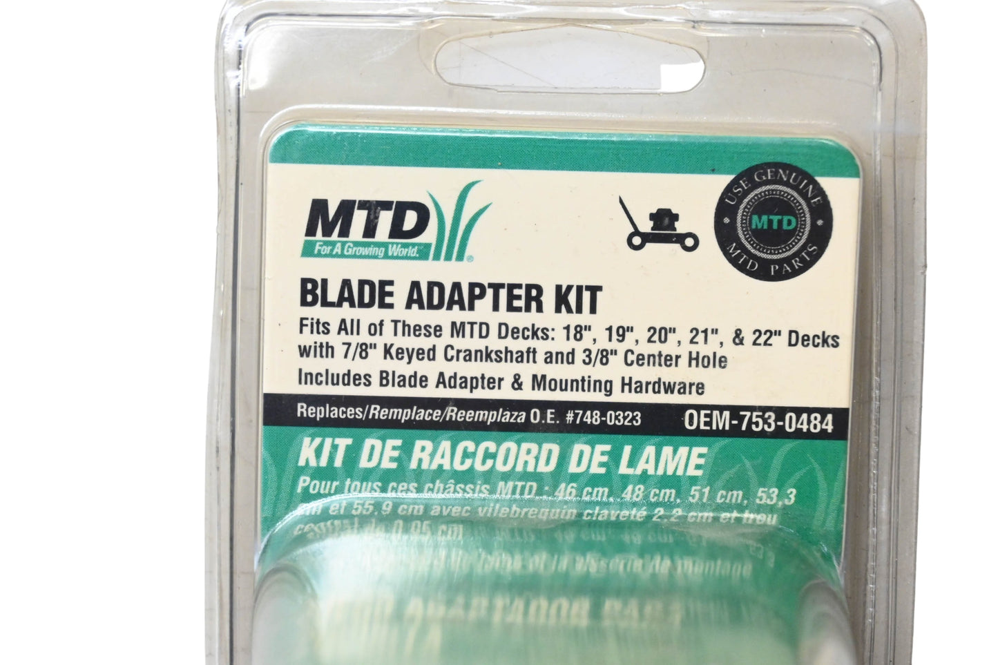 MTD 753-0484, 744-165023 Blade Adapter Kit NOS