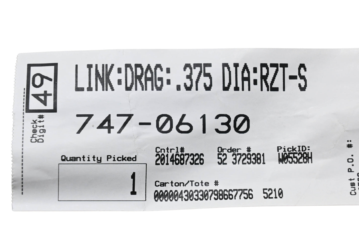 MTD 747-06130 Drag Link NOS