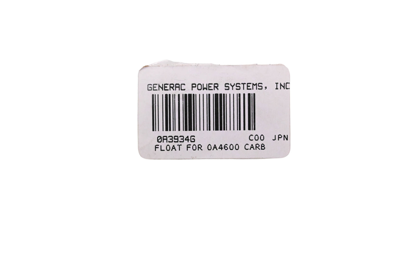 Generac 0A3934G Carburetor Float NOS