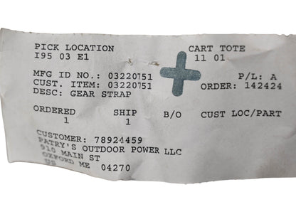Ariens 03220751 Gear Strap NOS