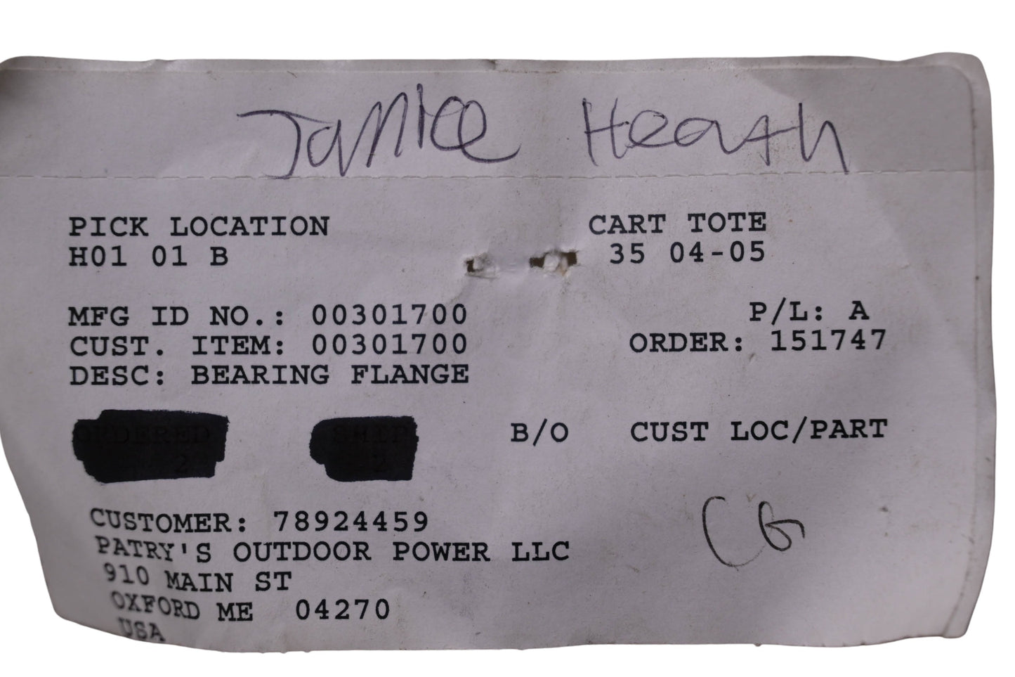 Ariens 00301700 Bearing Flange NOS