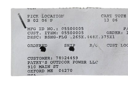 Ariens 5500005 Flange Bushing .265x.448x.375x1 NOS