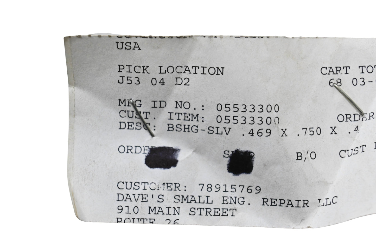 Ariens 05533300 Sleeve Bushing .469x.750x.430 NOS