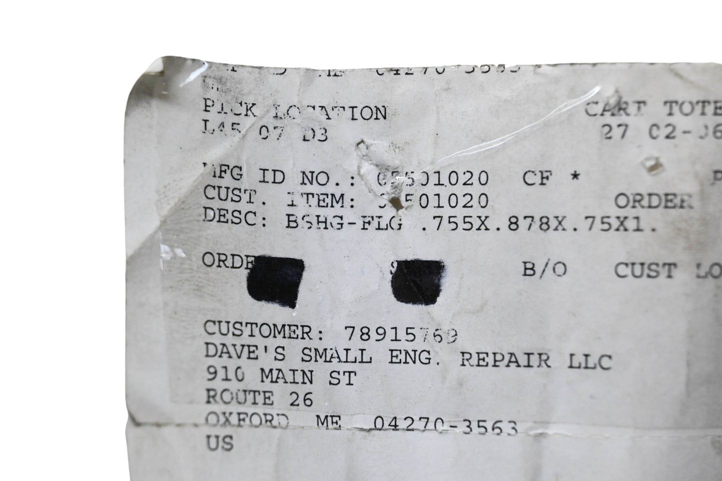 Ariens 05501020 Flange Bushing .755x.878x.75x1.25 NOS