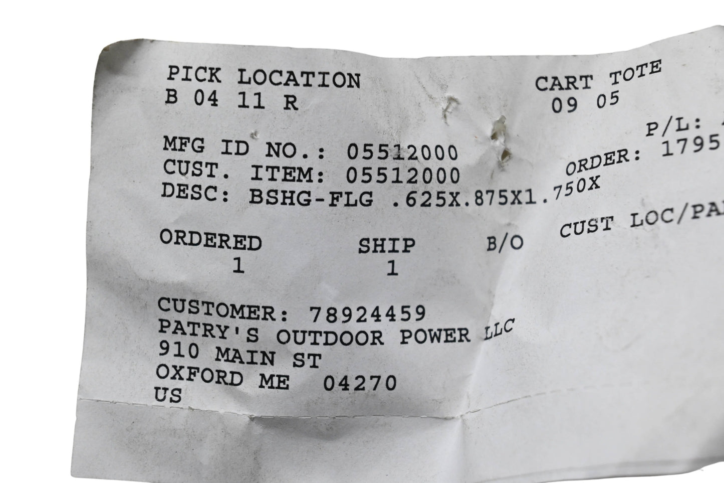 Ariens 05512000 Flange Bushing .625x.875x1.750x1.188 NOS