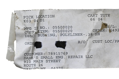 Ariens 05500020 Polyliner Bushings Qty 2 NOS