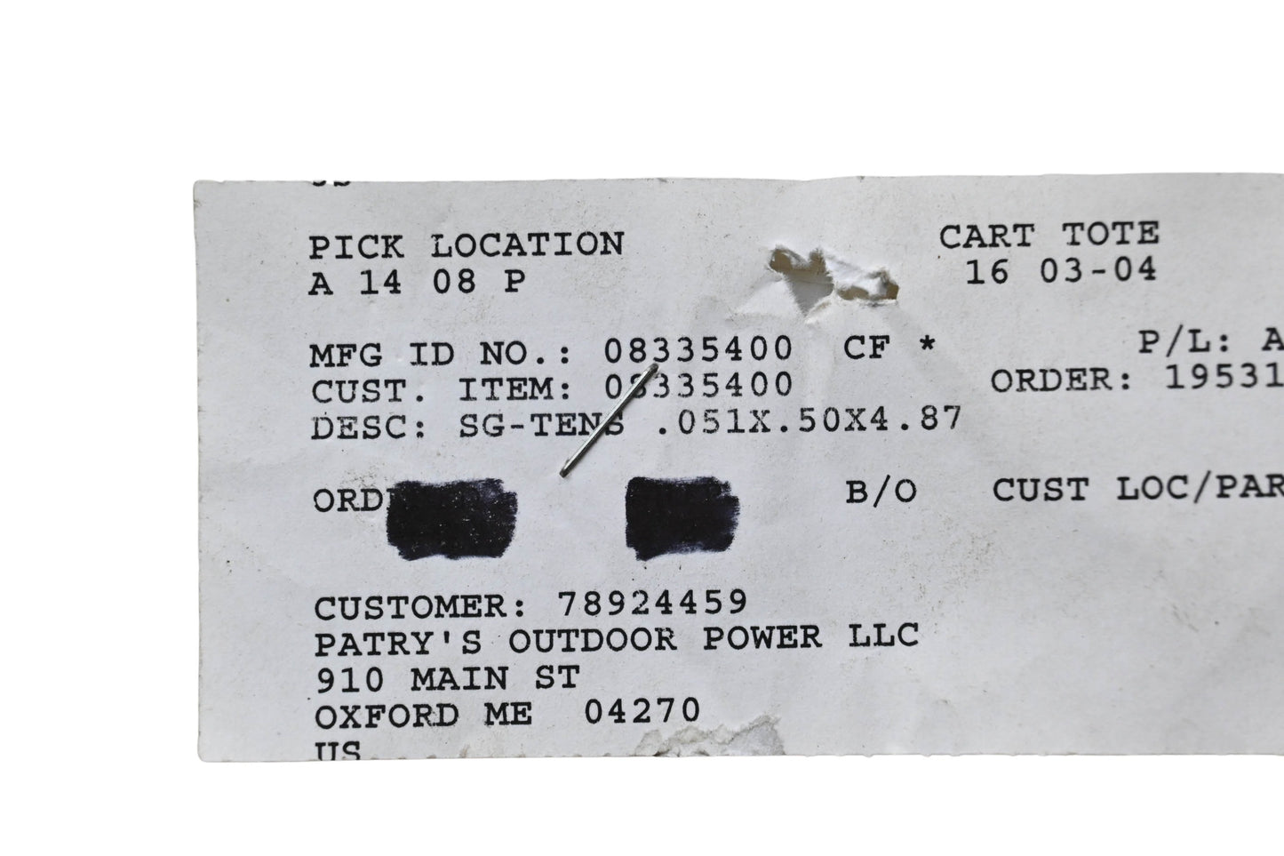 Ariens 08335400 Tension Spring .051x.50x4.87 NOS