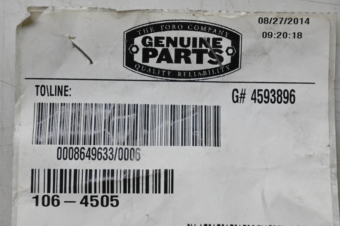 Toro 106-4505 Clutch Lever NOS