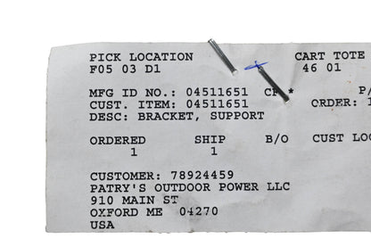 Ariens 04511651 Support Bracket NOS