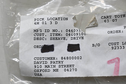 Ariens 04409100 Drive Sheave NOS