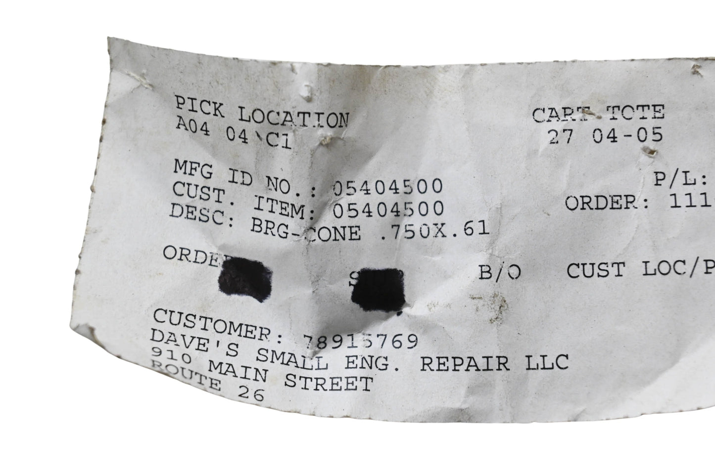 Ariens 05404500 Cone Bearing .750x.61 NOS