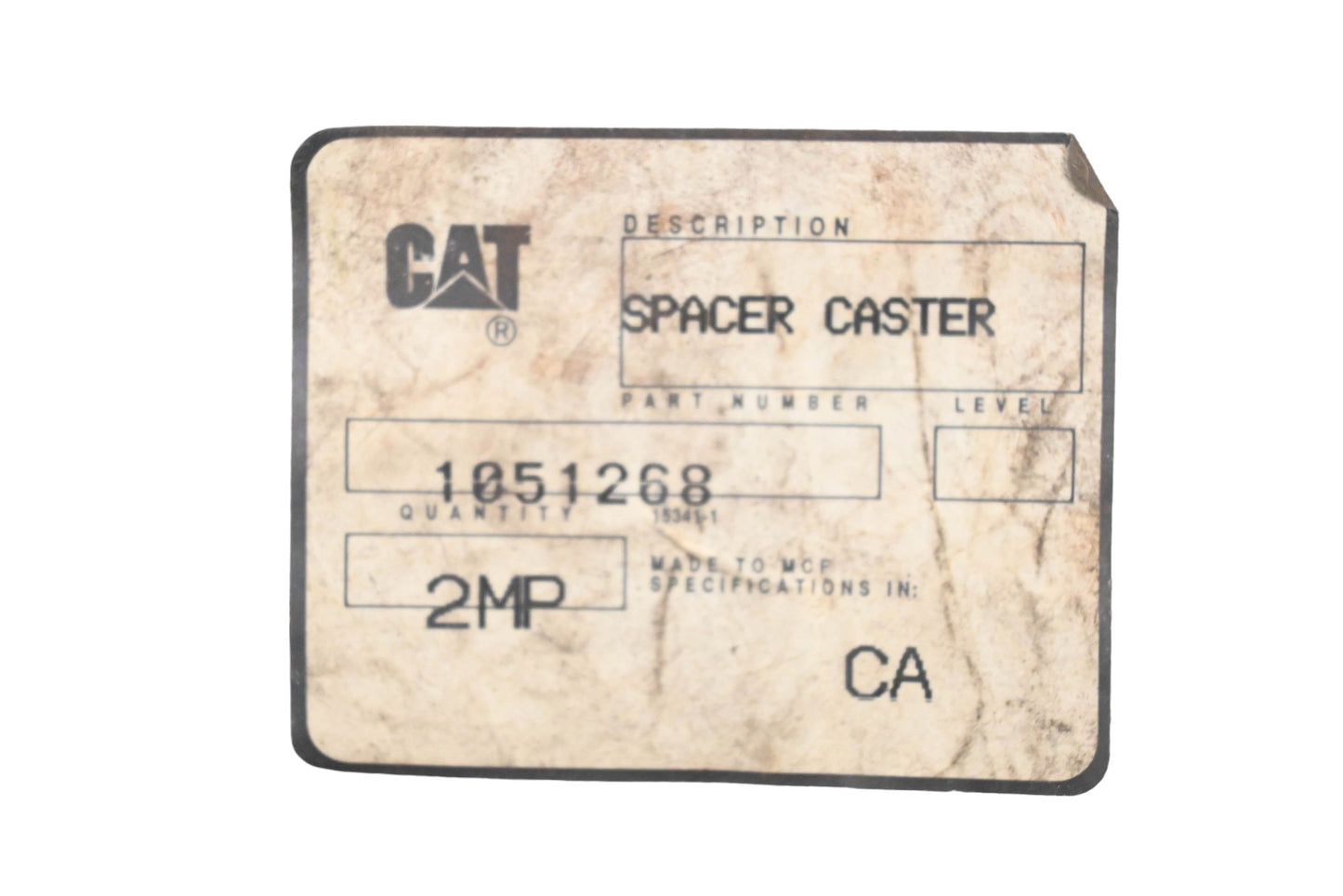 Caterpillar 1051268, 105-1268 Castor Shim Spacers Qty 2 NOS