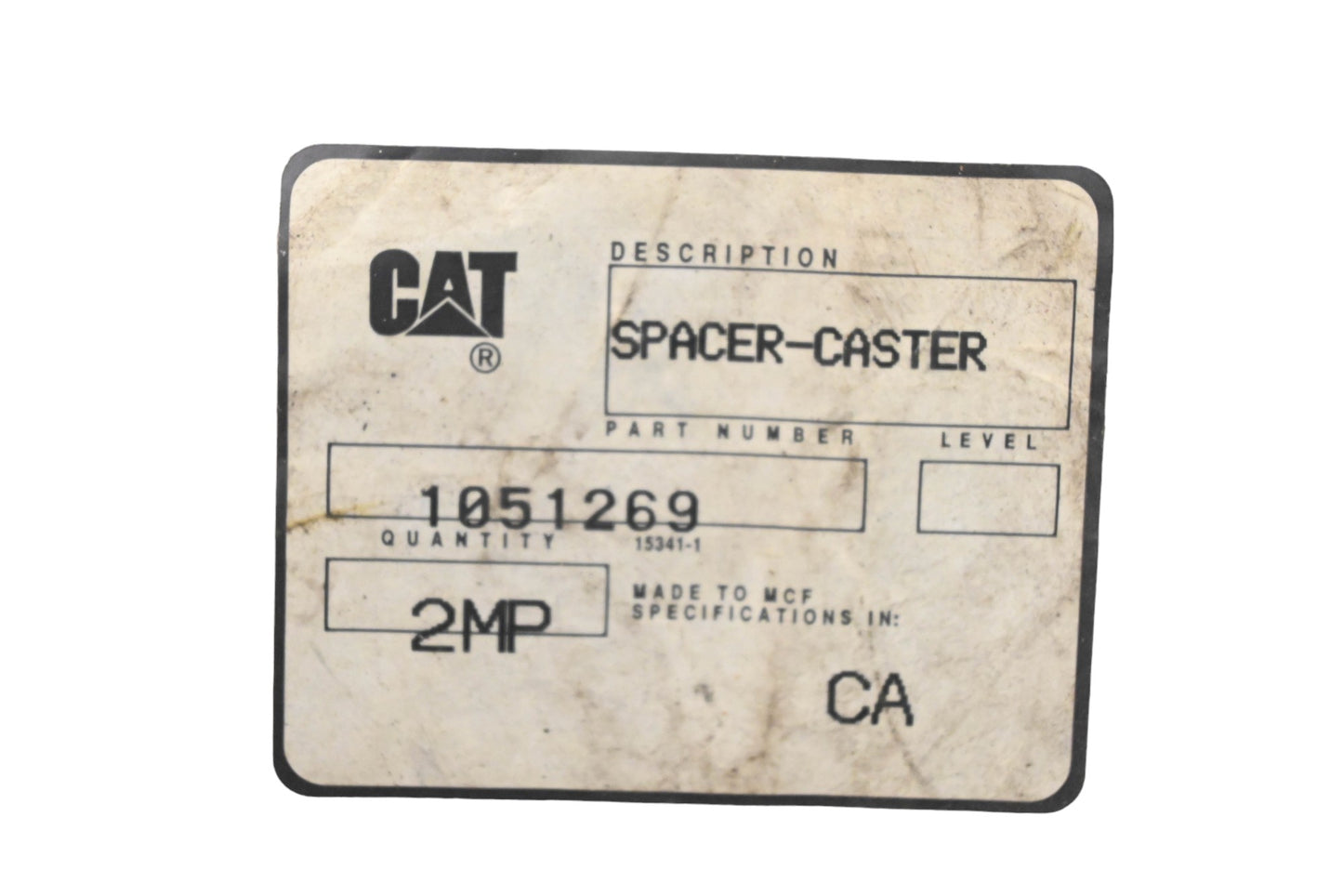 Caterpillar 1051269, 105-1269 Castor Shim Spacers Qty 2 NOS