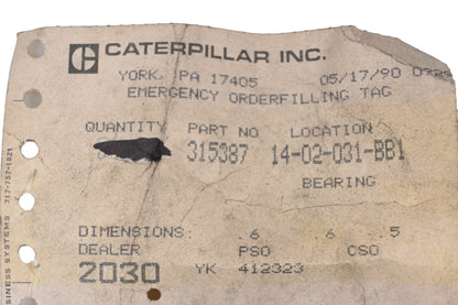 Caterpillar 0315387, 031-5387 Bearing NOS
