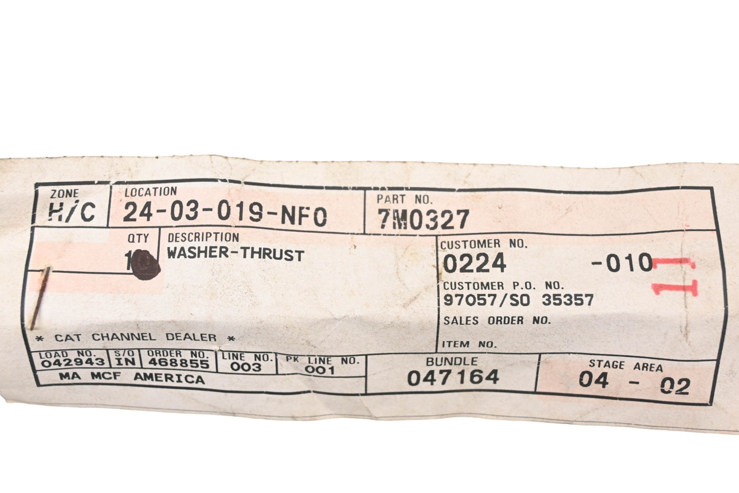 Caterpillar 7M0327, 7M-0327 Thrust Washers Qty 2 NOS