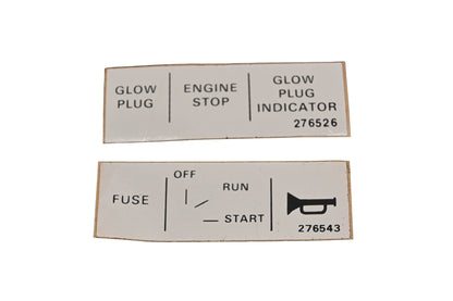 Blade-Mor 276526, 276543 Instrument Panel Label Stickers NOS