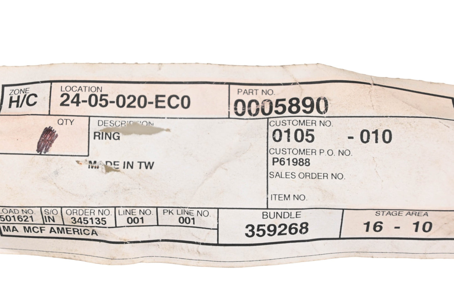 Caterpillar 0005890 Ring NOS