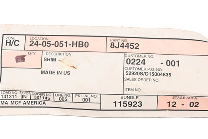 Caterpillar 8J4452, 8J-4452 Shims Qty 2 NOS