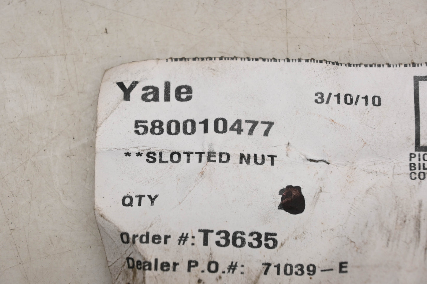 Yale 580010477 Slotted Nut NOS