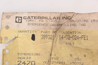Caterpillar 389321, 038-9321 Bolts NOS