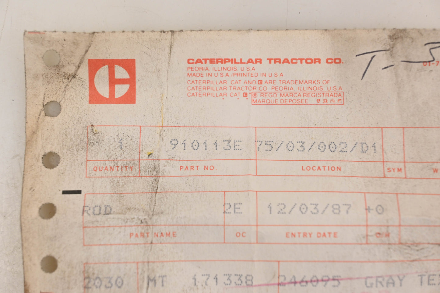 Caterpillar 910113, 091-0113 Rod NOS