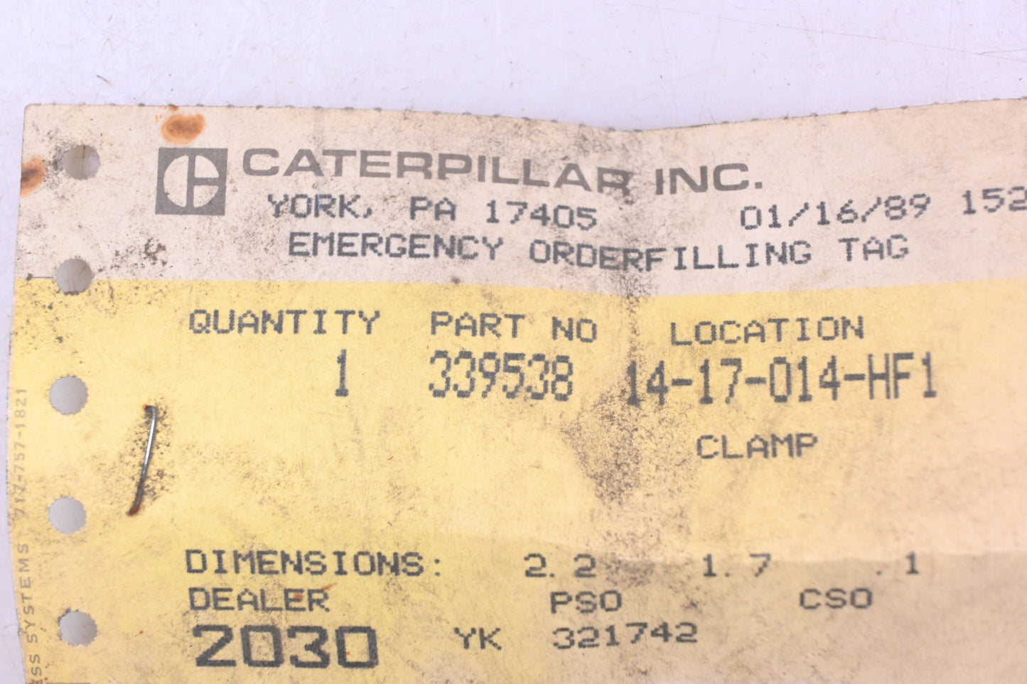 Caterpillar 339538, 33-9538 Clamp NOS