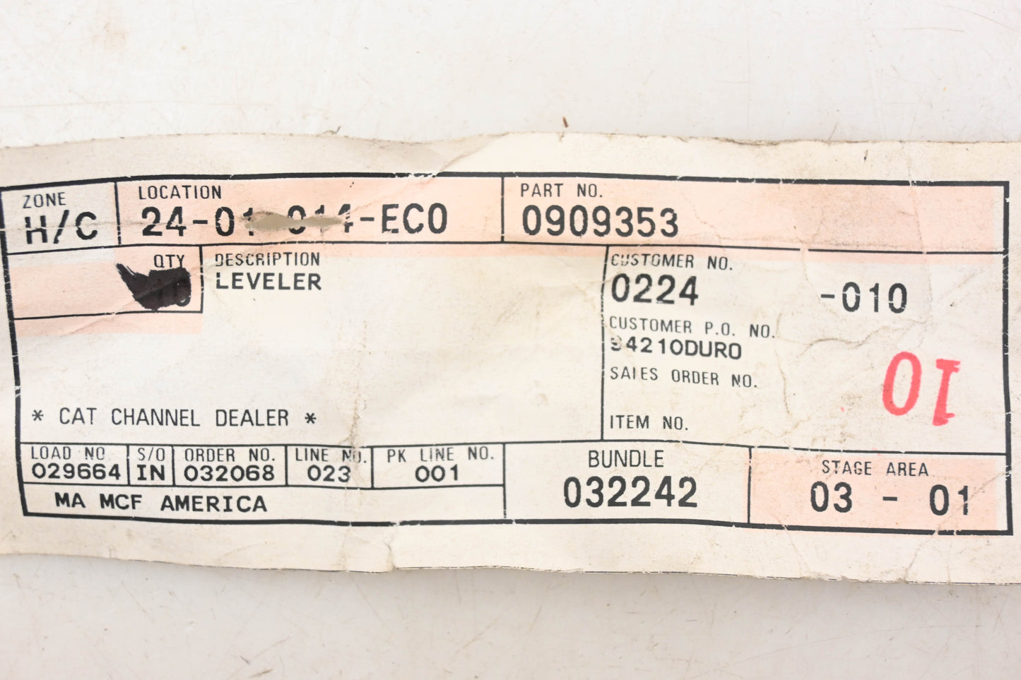 Caterpillar 909353, 09-9353 Leveler NOS